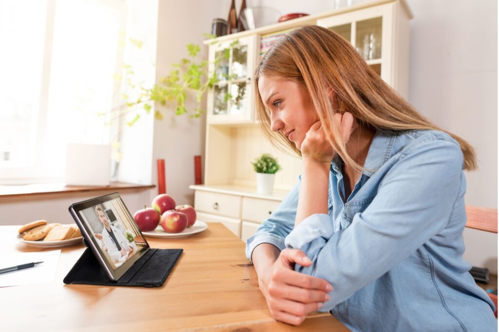 a woman on a Telehealth therapy session in West Virginia